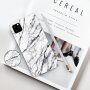 Afdekking met houder met 3D-diamantstructuur voor iPhone 11 - wit marmer