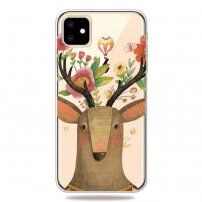 Zacht transparant deksel voor iPhone 11 - herten en bloemen