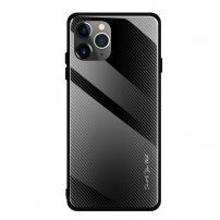 Afdekking met glazen rug voor iPhone 11 Pro - zwart