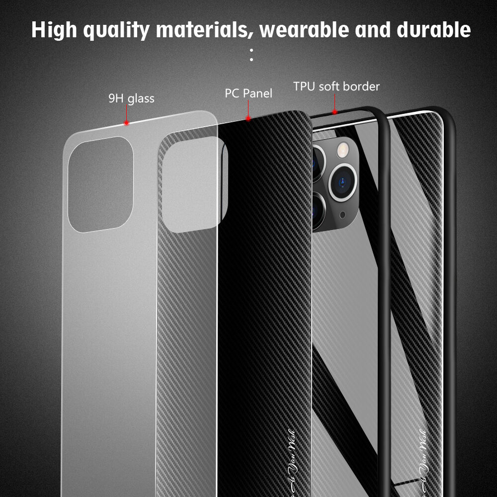 Afdekking met glazen rug voor iPhone 11 Pro - zwart