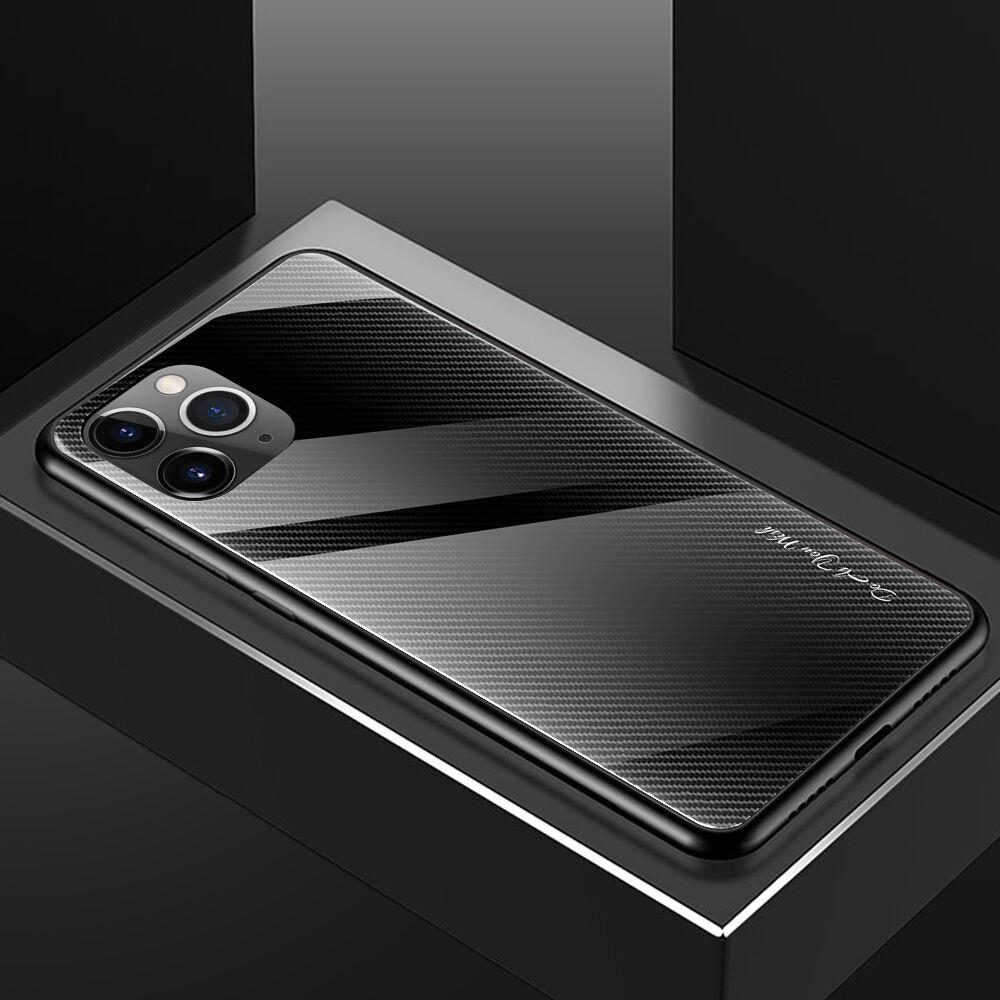 Afdekking met glazen rug voor iPhone 11 Pro - zwart