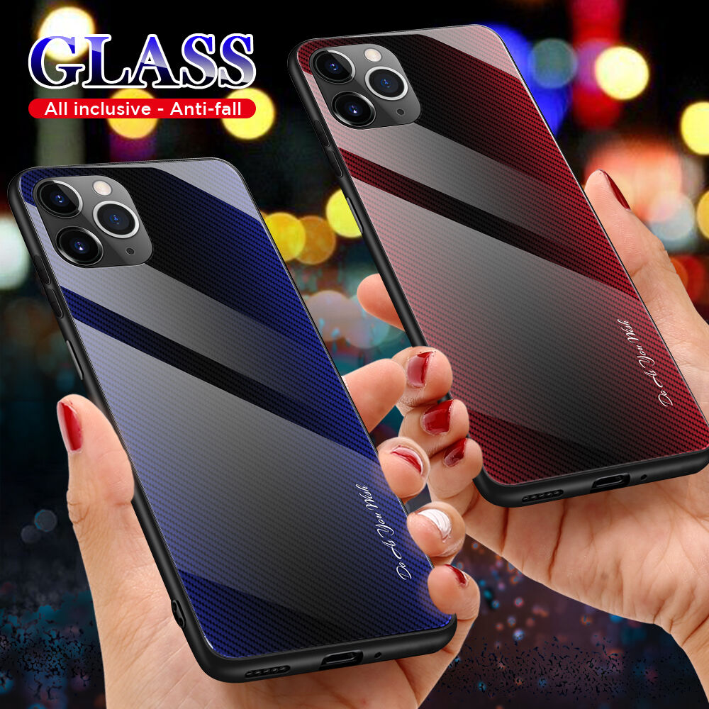 Afdekking met glazen rug voor iPhone 11 Pro - fuschia