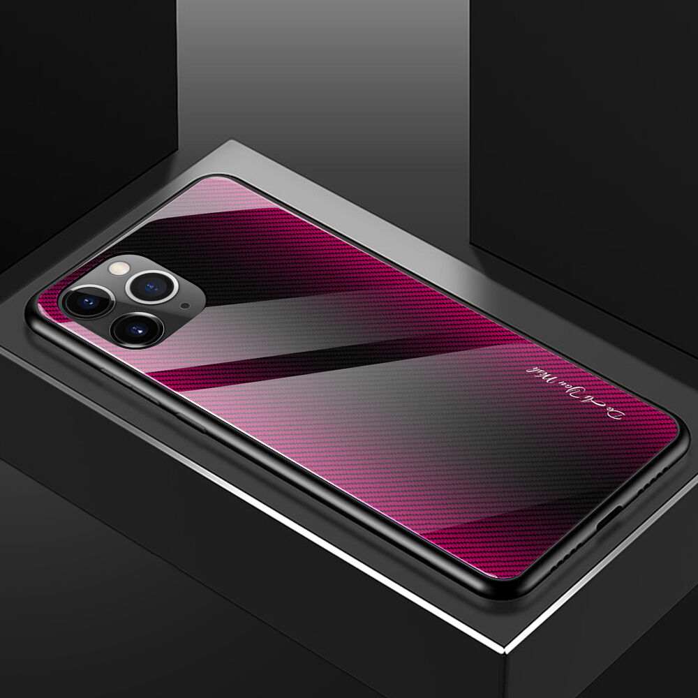 Afdekking met glazen rug voor iPhone 11 Pro - fuschia