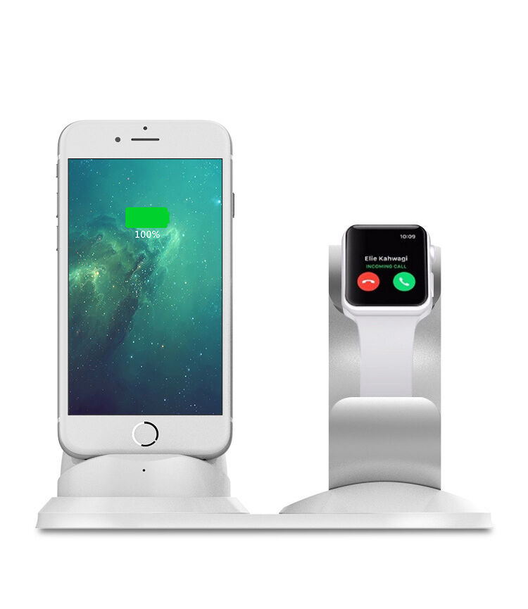 Aluminium oplaadstation voor Apple horloge en iPhone - grauw