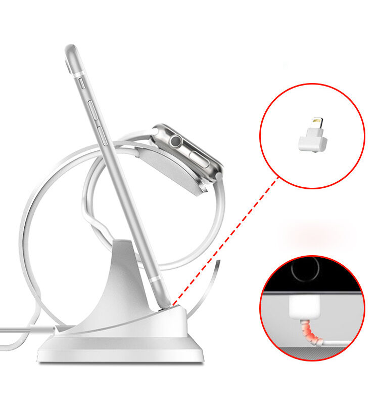 Aluminium oplaadstation voor Apple horloge en iPhone - grauw
