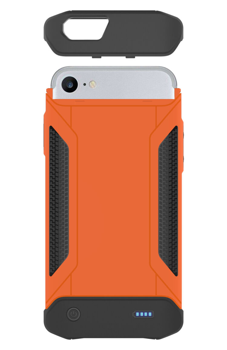 Duurzaam deksel met externe batterij voor iPhone 6 / 6S / 7S / 7 - oranje