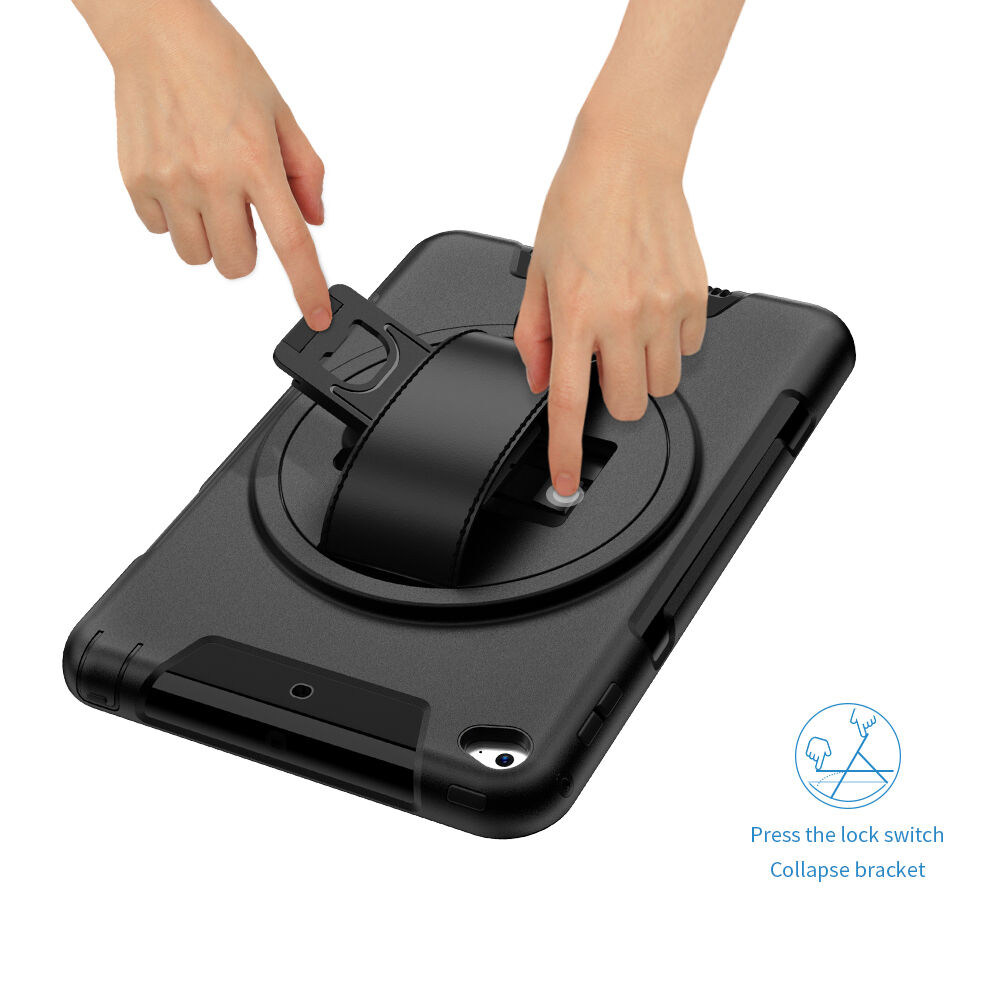 Duurzame draaibare 360° koffer met standaard voor iPad mini 4 / 5 - zwart
