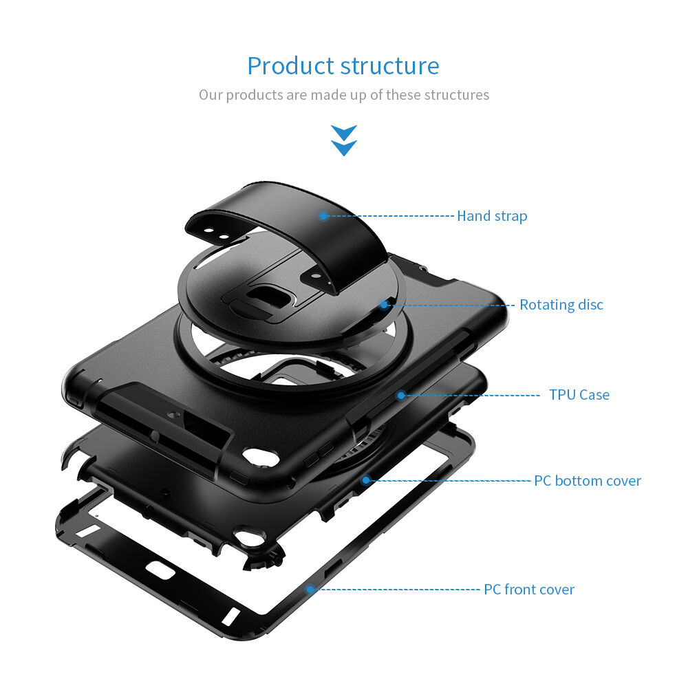 Duurzame draaibare 360° koffer met standaard voor iPad mini 4 / 5 - zwart