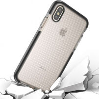 dekking voor iPhone XS / iPhone X met versterkt frame en valbeveiliging - zwart-wit