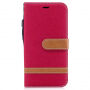 Luxe denimhoes voor iPhone XS/iPhone X met ruimte voor documenten en kaarten - rood