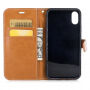 Luxe denimhoes voor iPhone XS/iPhone X met ruimte voor documenten en kaarten - rood