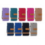 Luxe denimhoes voor iPhone XS/iPhone X met ruimte voor documenten en kaarten - rood