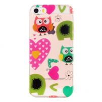dekking voor iPhone 5 / 5S / SE (2016) - kunstwerk - uilen en harten