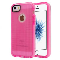Semitransparante beschermende hoes voor iPhone 5 / 5S / SE (2016) met geweven textuur - rozig
