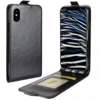 Kantelbare koffer met deksel en documentcompartiment voor iPhone XS/iPhone X X - zwart