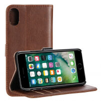 CRAZY HORSE koffer met standaard en compartimenten voor Apple iPhone XS - koffie