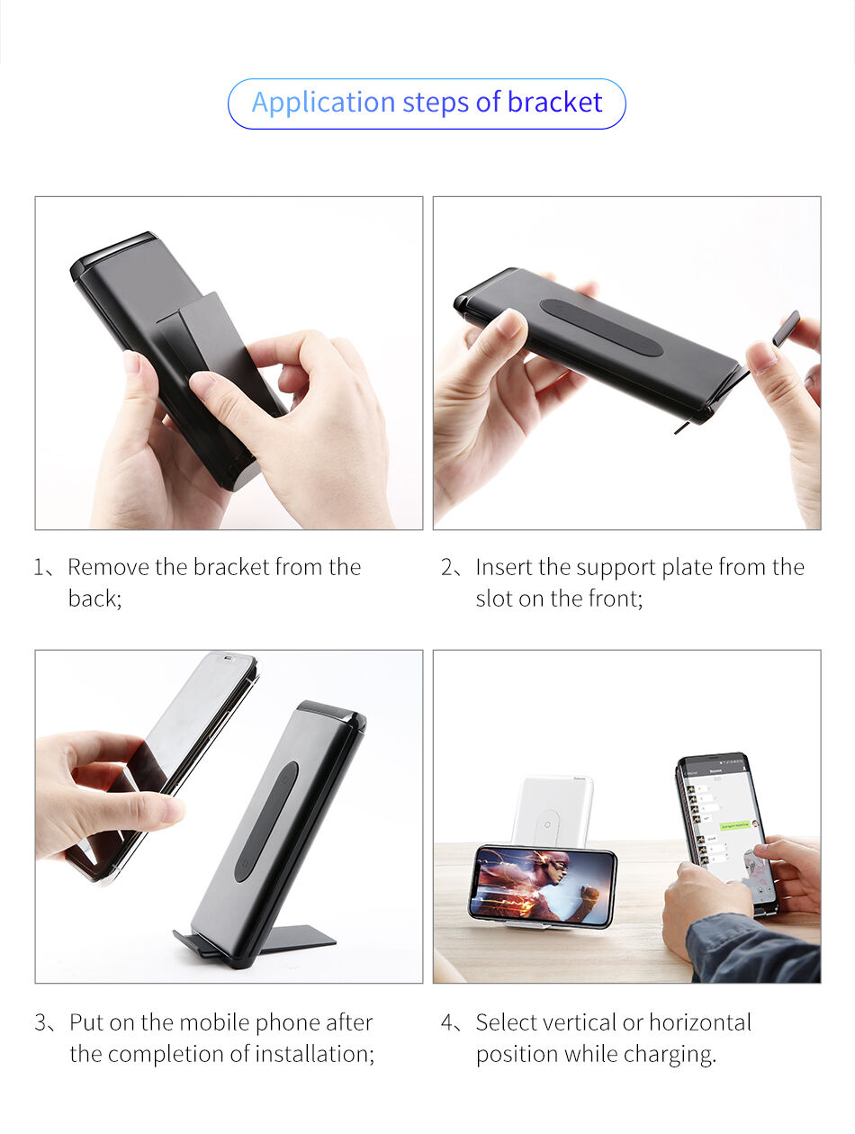 BASEUS 10000mAh tribune / Power Bank met draadloos opladen - zwart