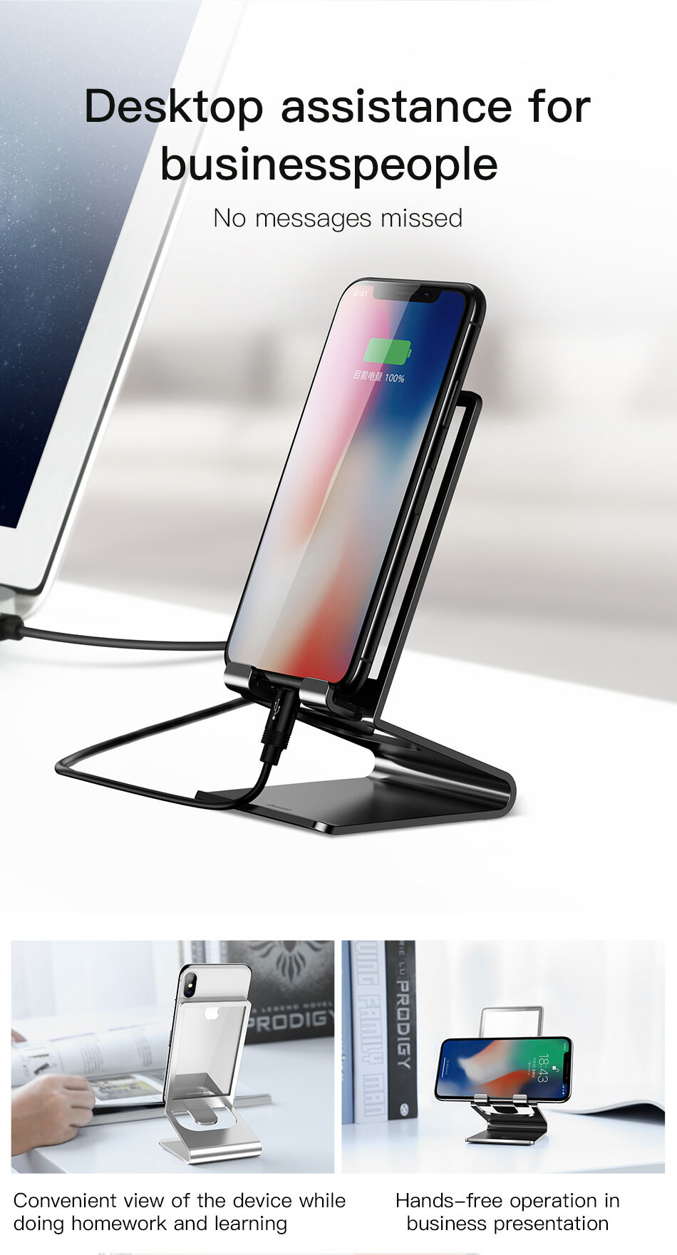 BASEUS elegante stand voor iPhone - zwart