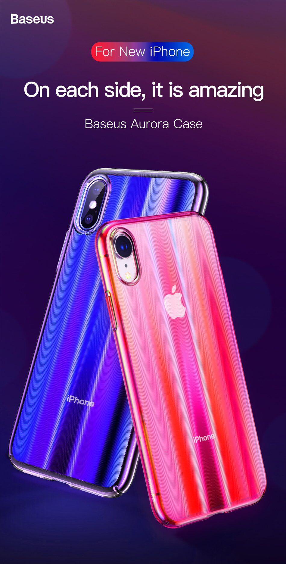 BASEUS Aurora hoes voor BASEUS Aurora voor iPhone XS - zwart