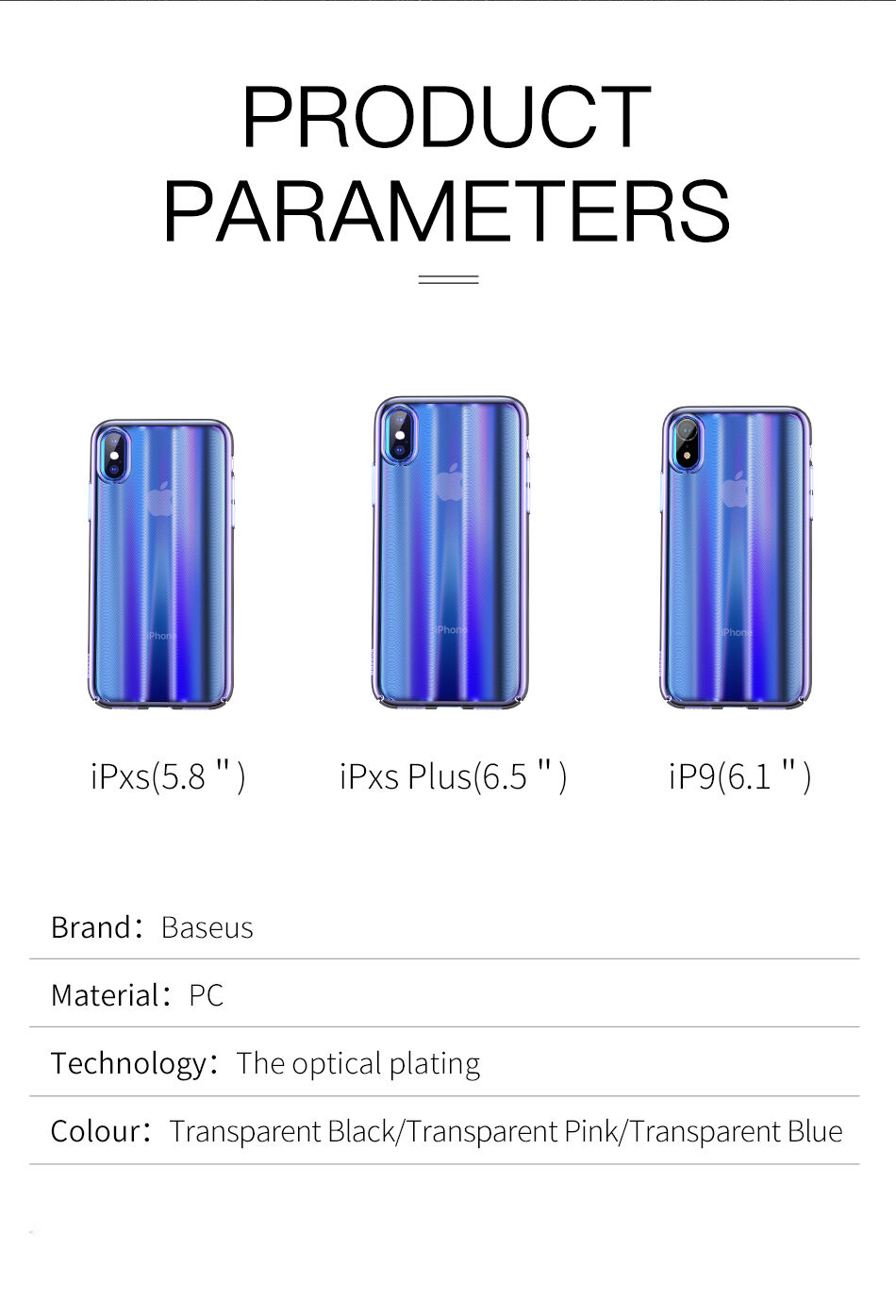 BASEUS Aurora hoes voor BASEUS Aurora voor iPhone XS - zwart