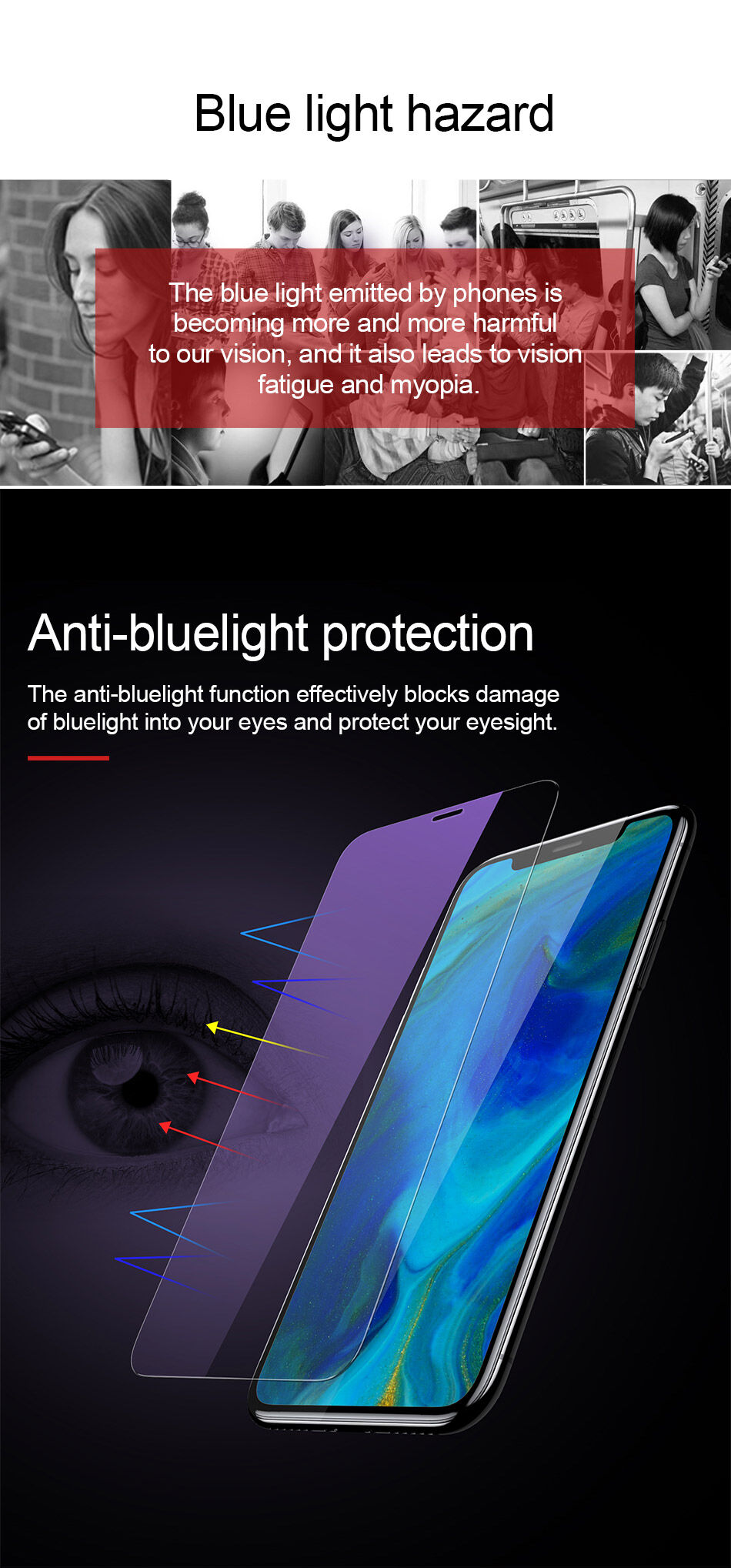BASEUS gehard anti-bluelicht glas voor iPhone XR