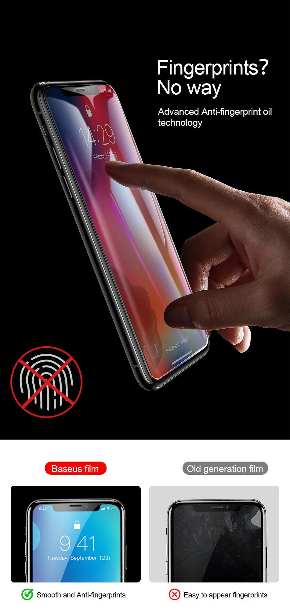 BASEUS gehard anti-bluelicht glas voor iPhone XR