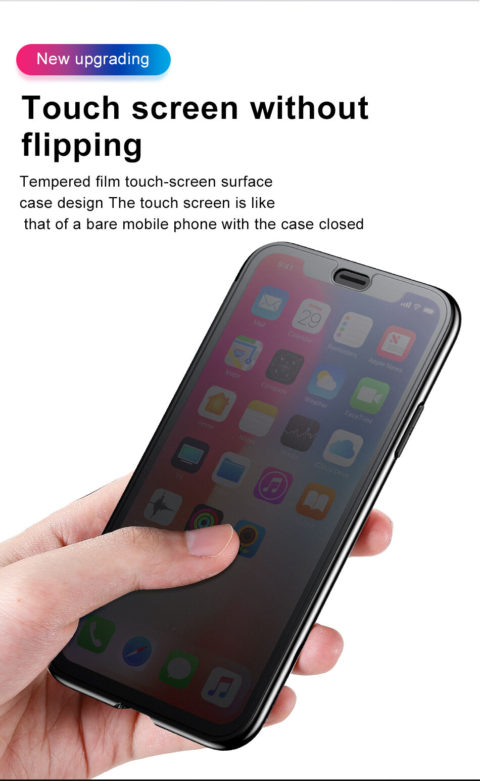 BASEUS flip case voor iPhone XS - zwart
