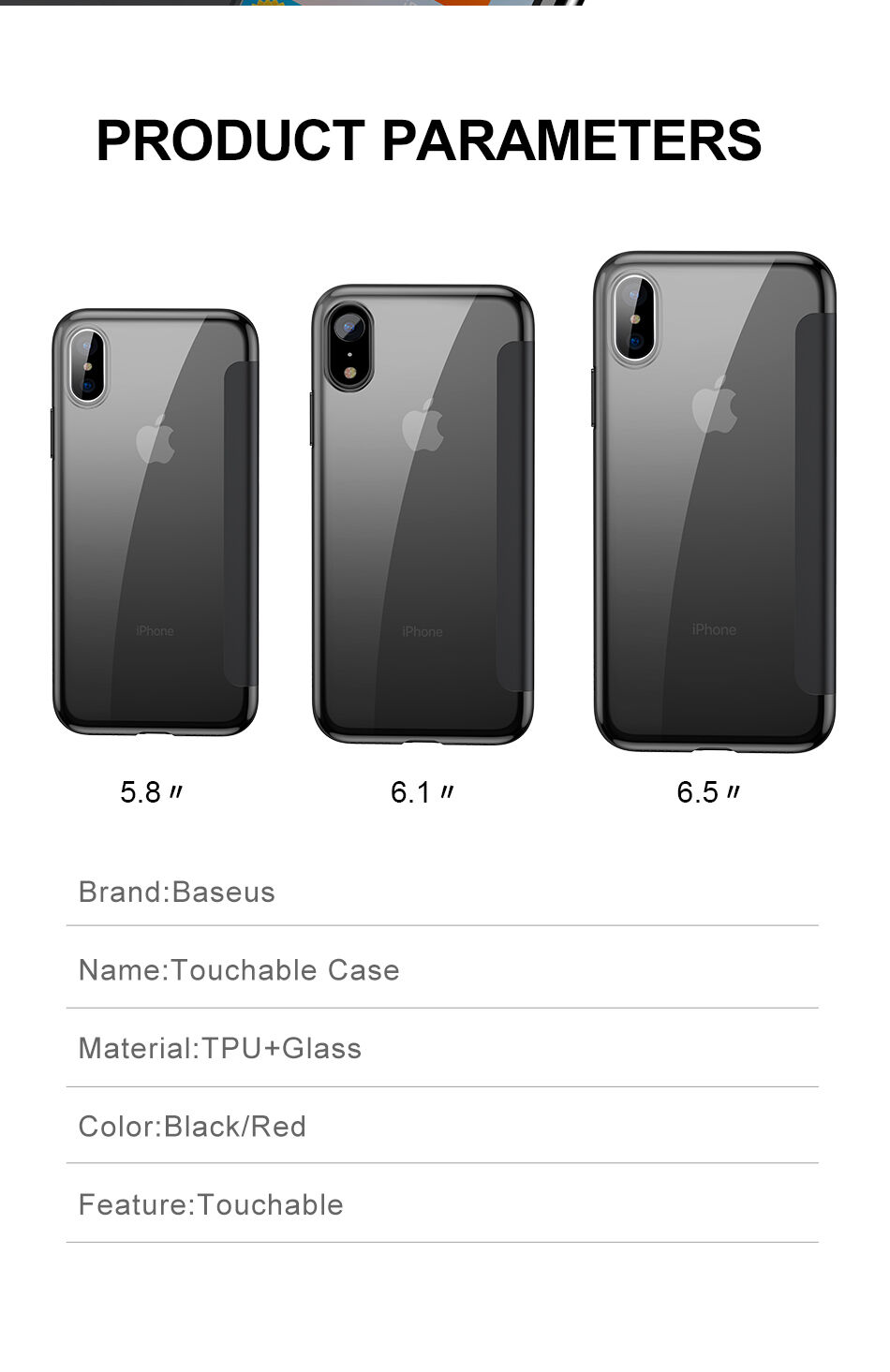BASEUS flip case voor iPhone XS - zwart
