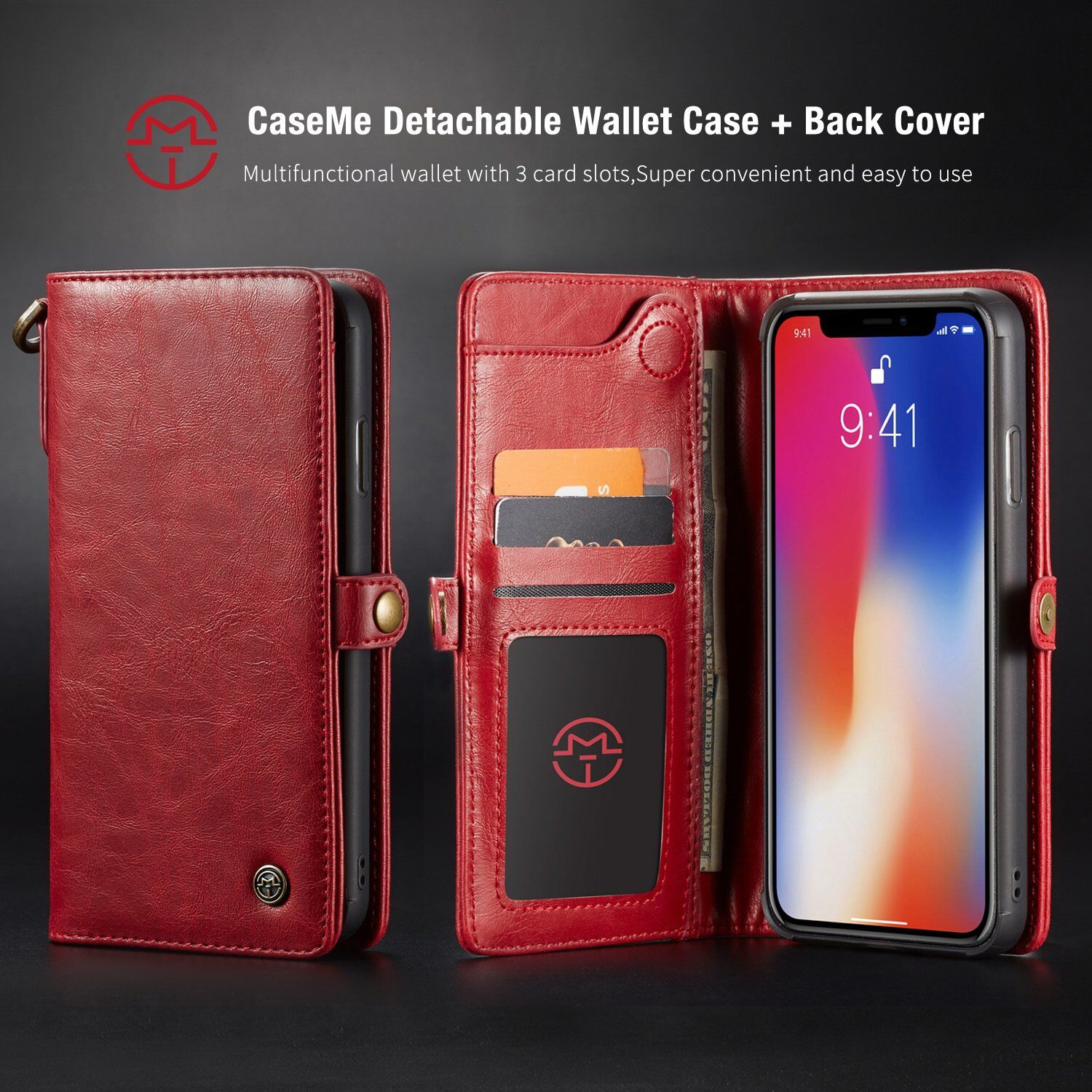 CASEME 2in1 afneembare koffer voor iPhone XS Max. - zwart
