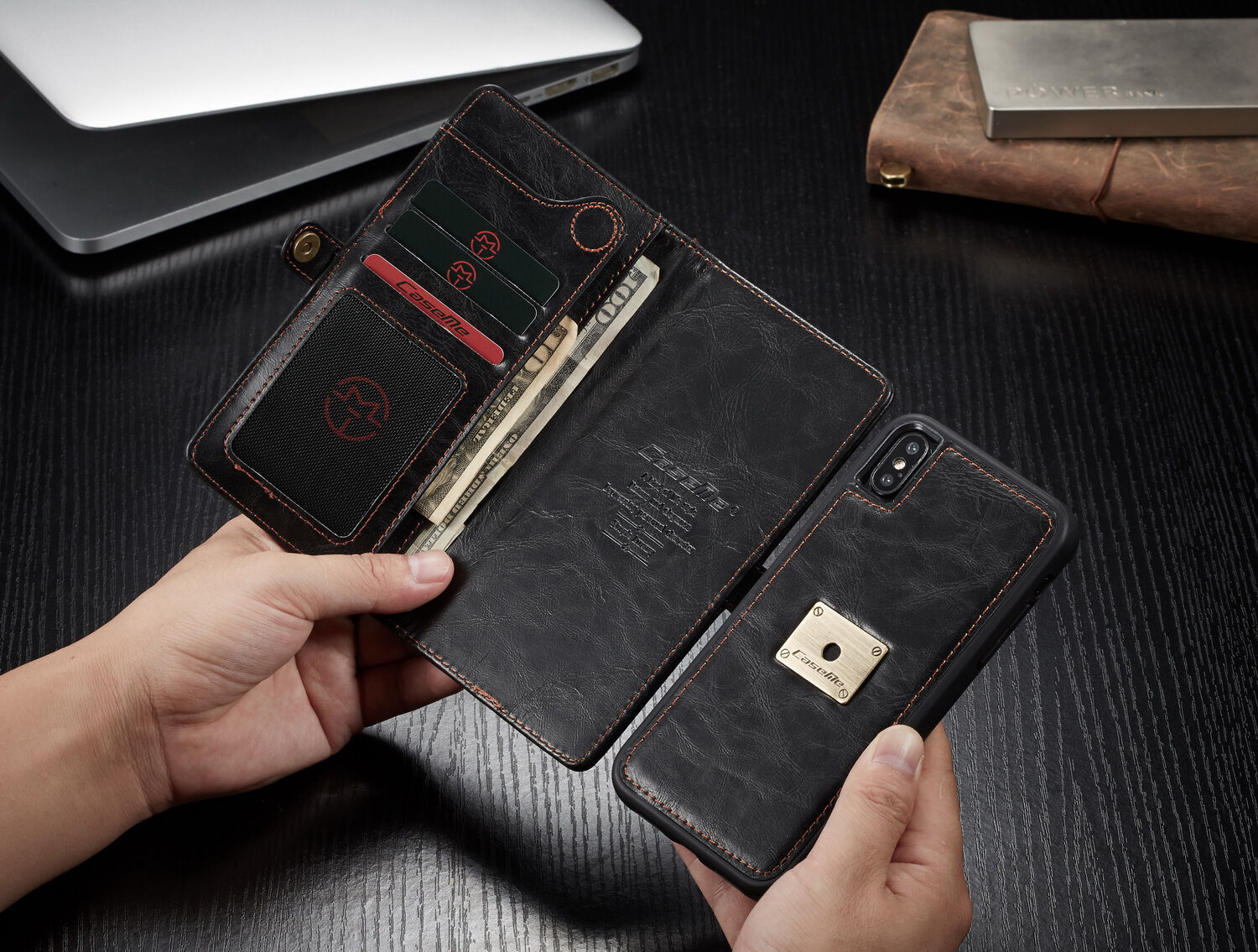CASEME 2in1 afneembare koffer voor iPhone XS Max. - zwart