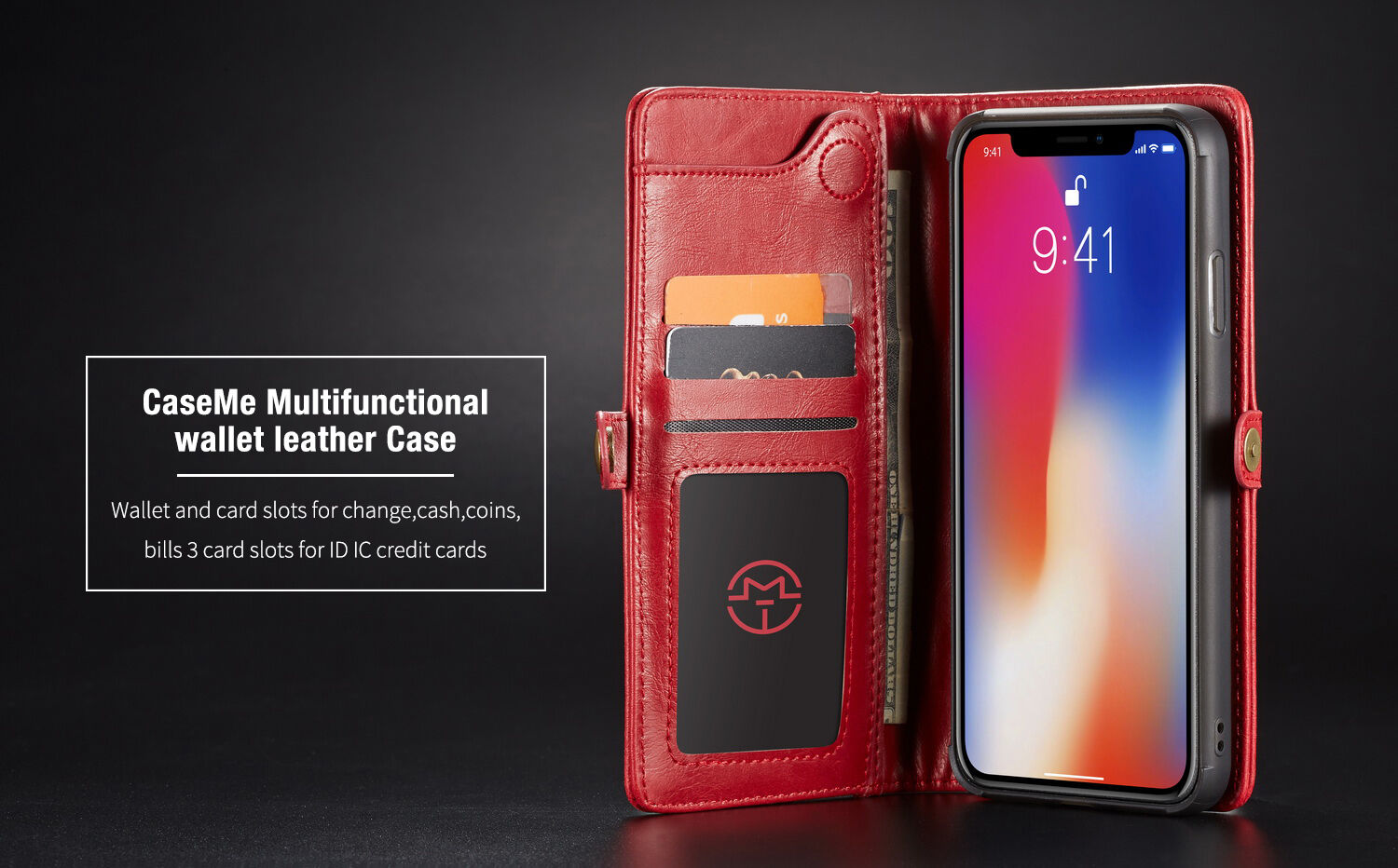 CASEME 2in1 afneembare koffer voor iPhone XS Max. - rood