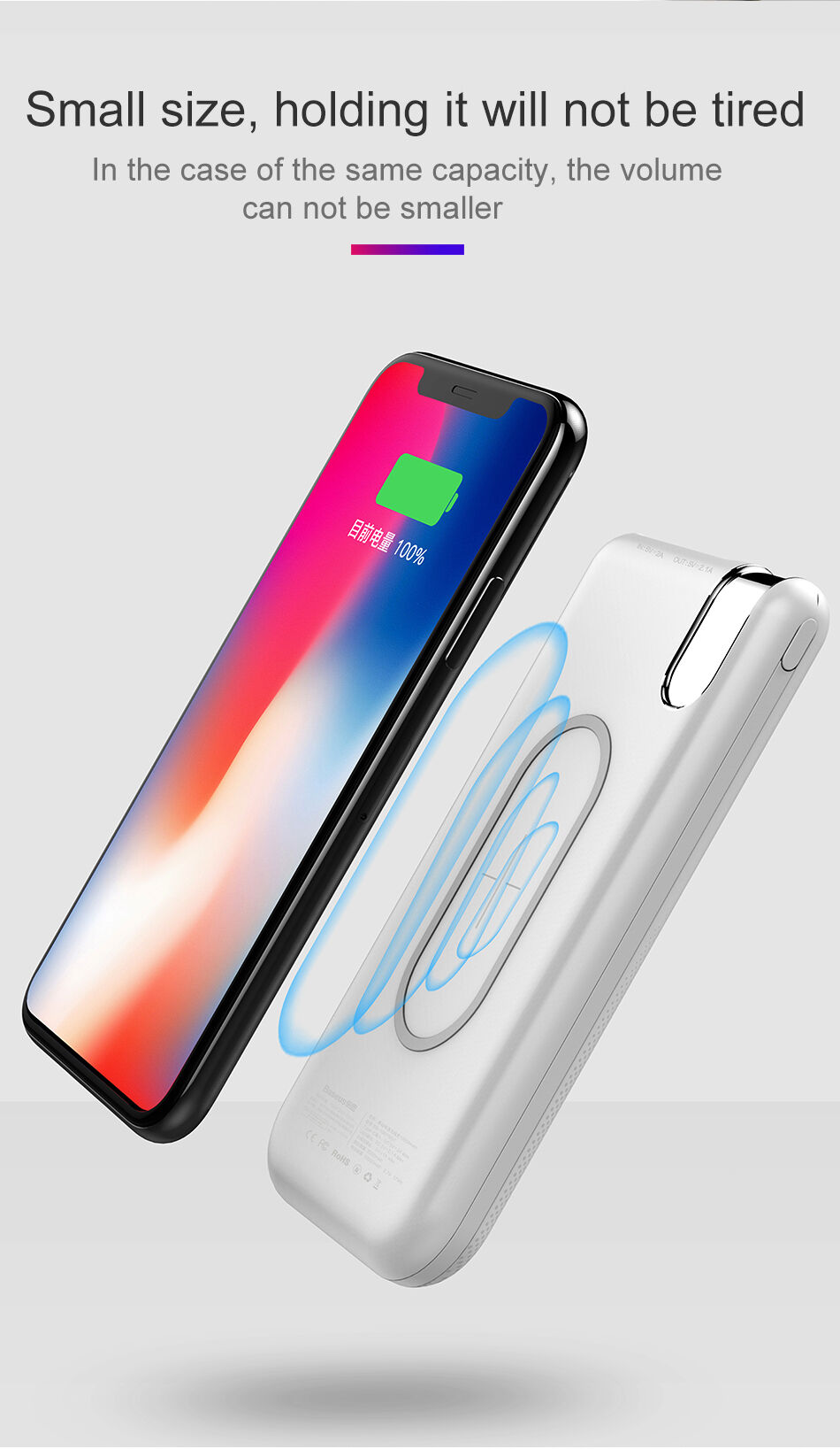 BASEUS Power Bank 10000mAh met draadloos opladen - zwart