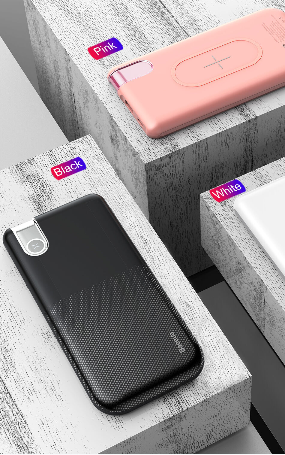 BASEUS Power Bank 10000mAh met draadloos opladen - zwart