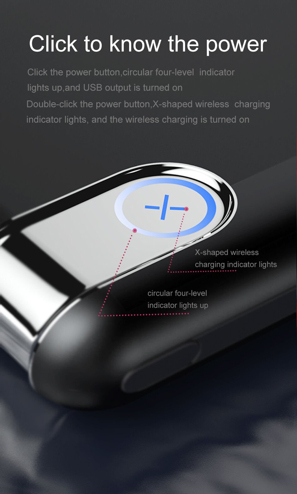 BASEUS Power Bank 10000mAh met draadloos opladen - zwart