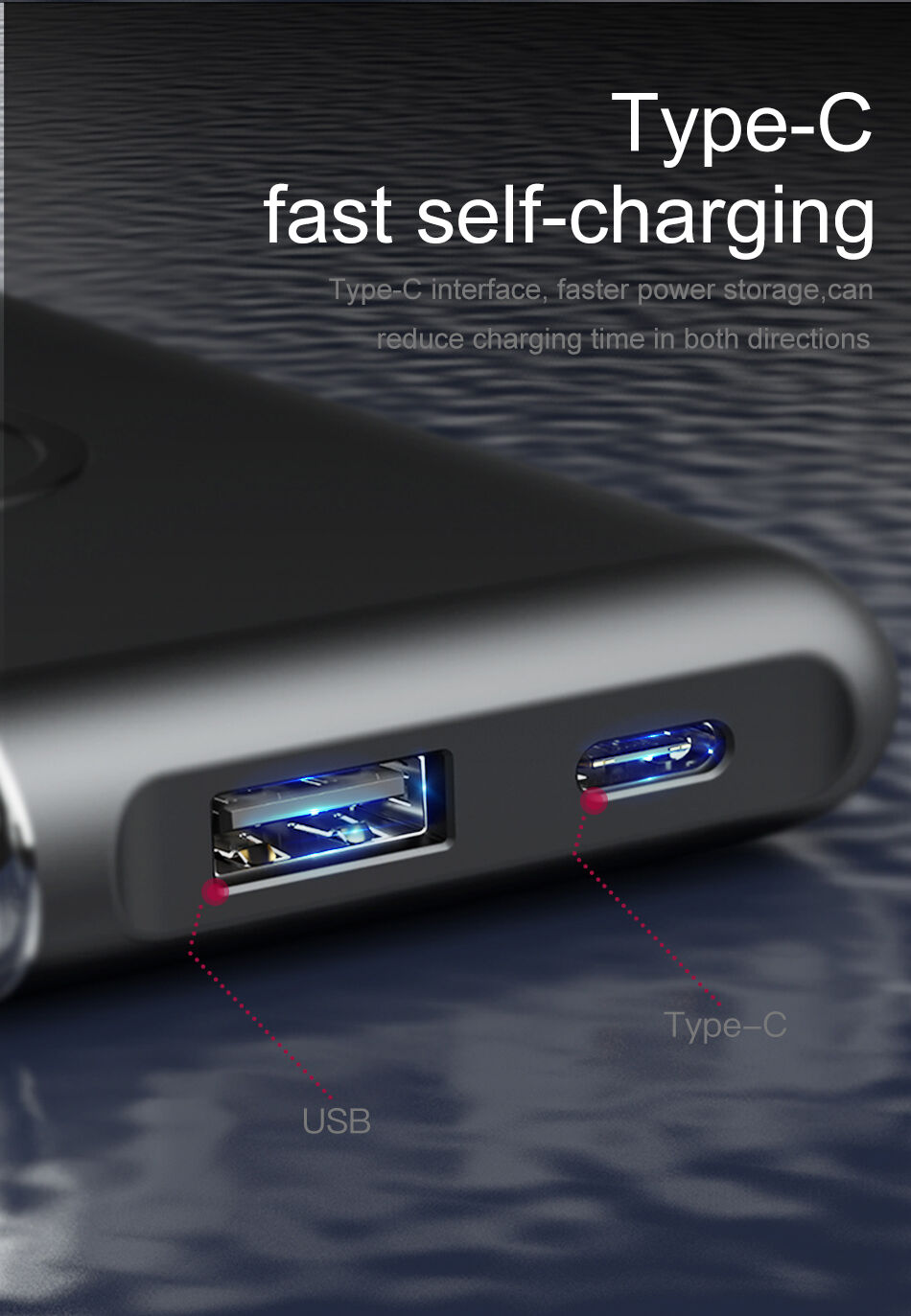 BASEUS Power Bank 10000mAh met draadloos opladen - zwart