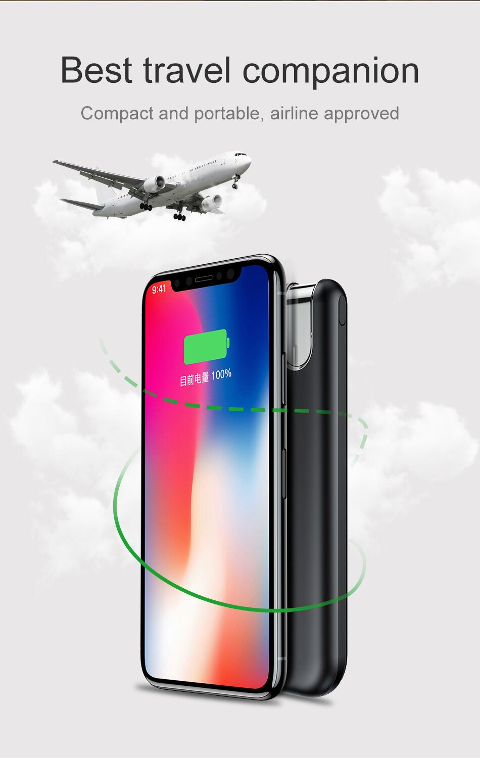 BASEUS Power Bank 10000mAh met draadloos opladen - zwart