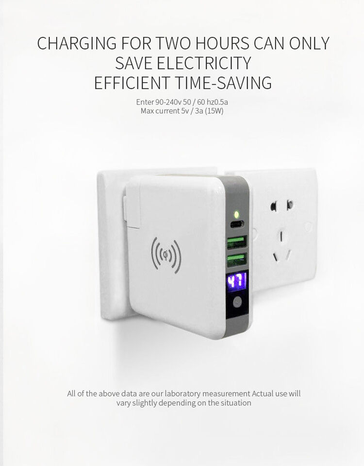 6700mAh lader / Power Bank met vervangbare stekkers (AU / UK / US / EU) en draadloos opladen
