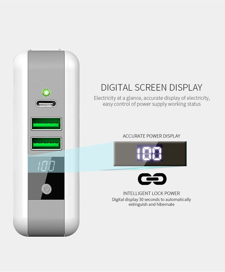 6700mAh lader / Power Bank met vervangbare stekkers (AU / UK / US / EU) en draadloos opladen