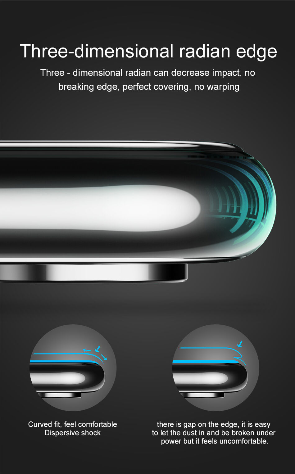 BASEUS gehard glas met afgeronde rand voor iPhone XS Max. - zwart