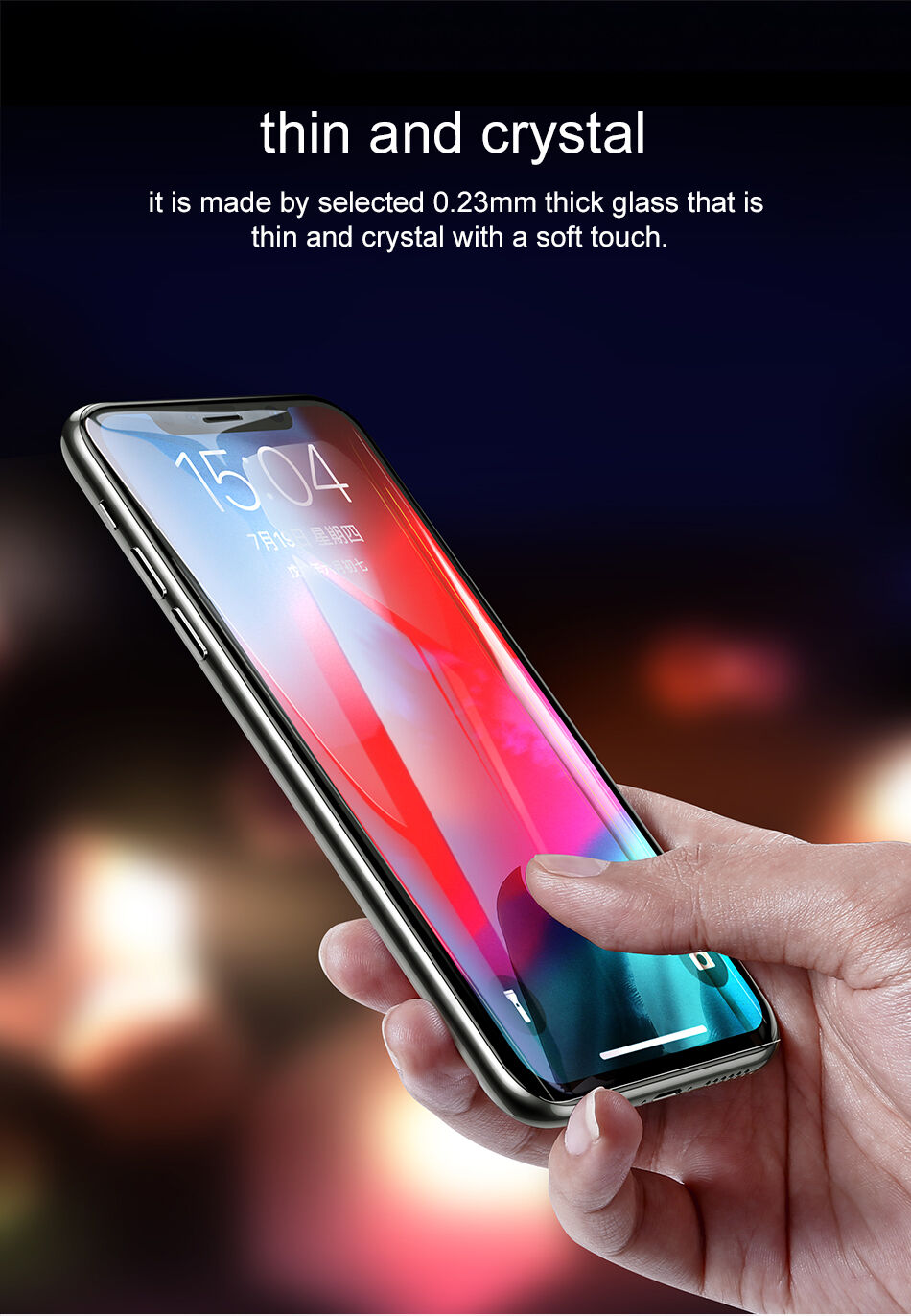 BASEUS gehard glas met afgeronde rand voor iPhone XS Max. - zwart