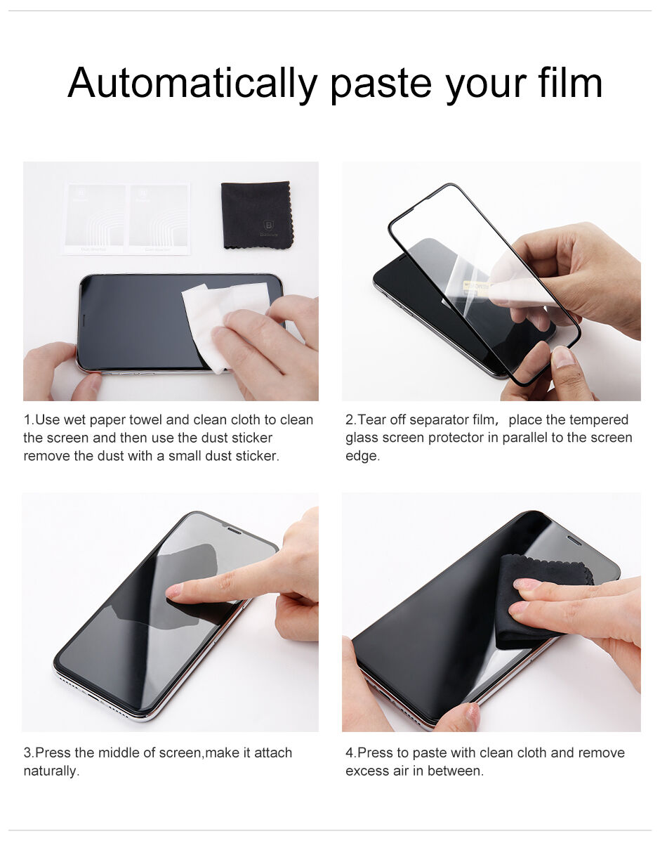 BASEUS gehard glas met afgeronde rand voor iPhone XS Max. - zwart