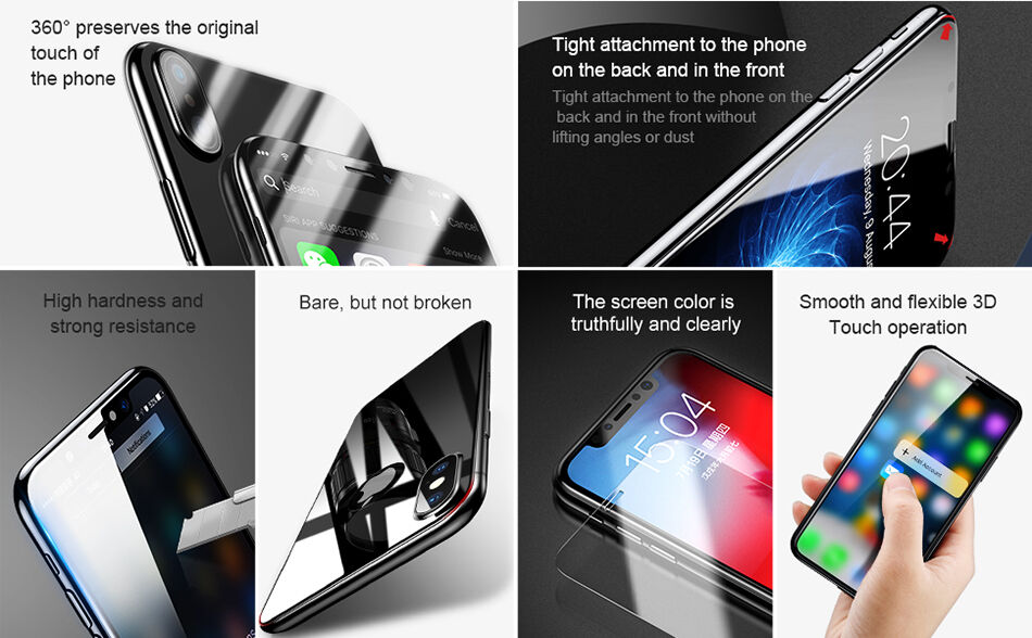 BASEUS gehard glas voor de voor- en achterzijde van de ramen voor iPhone XS Max.