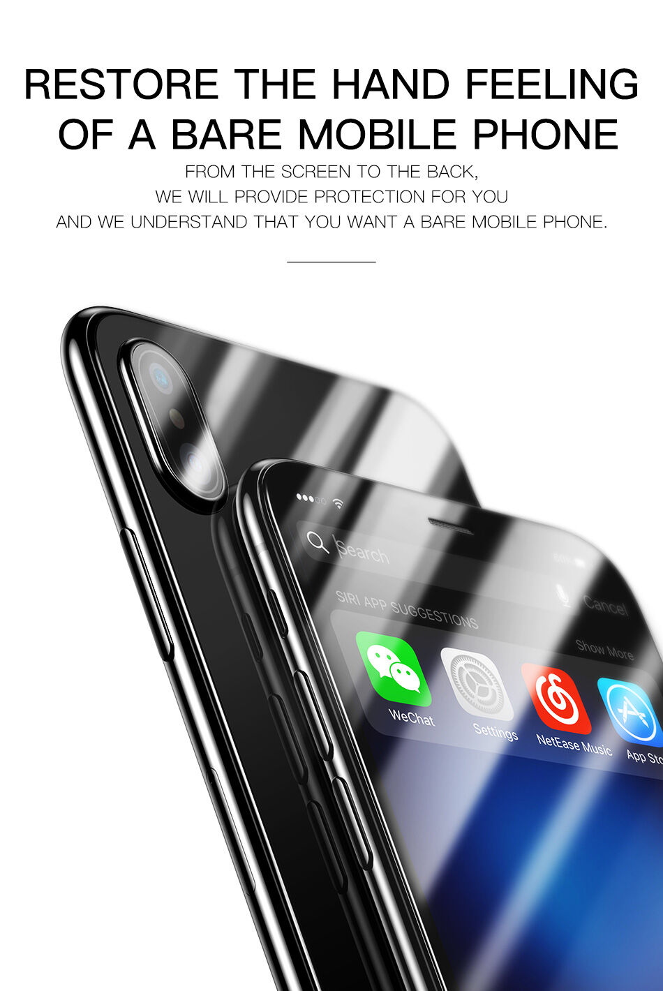 BASEUS gehard glas voor de voor- en achterzijde van de ramen voor iPhone XS Max.