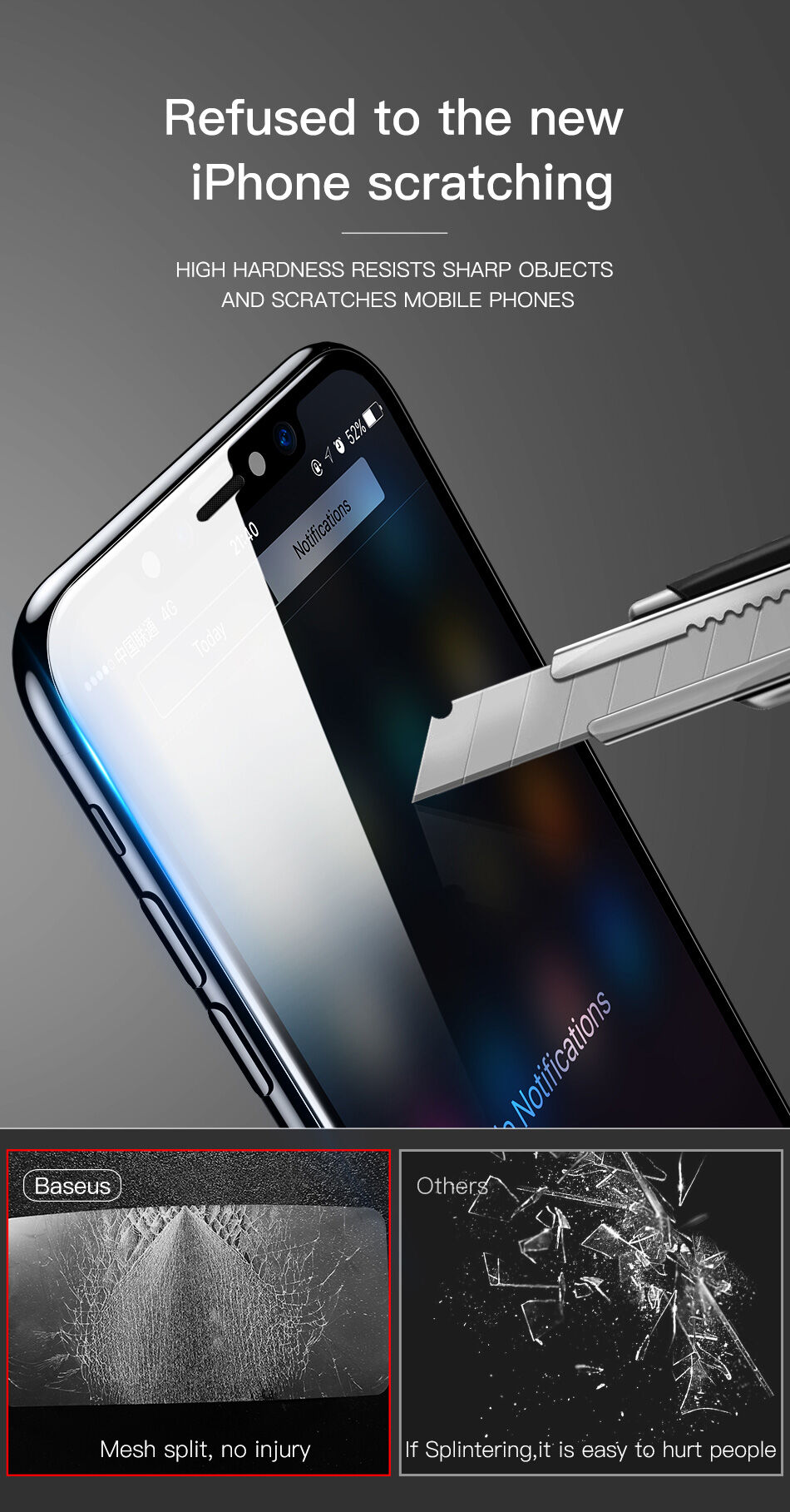 BASEUS gehard glas voor de voor- en achterzijde van de ramen voor iPhone XS Max.