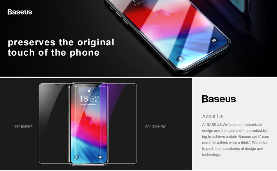 BASEUS gehard glas voor iPhone XS Max. - vrij