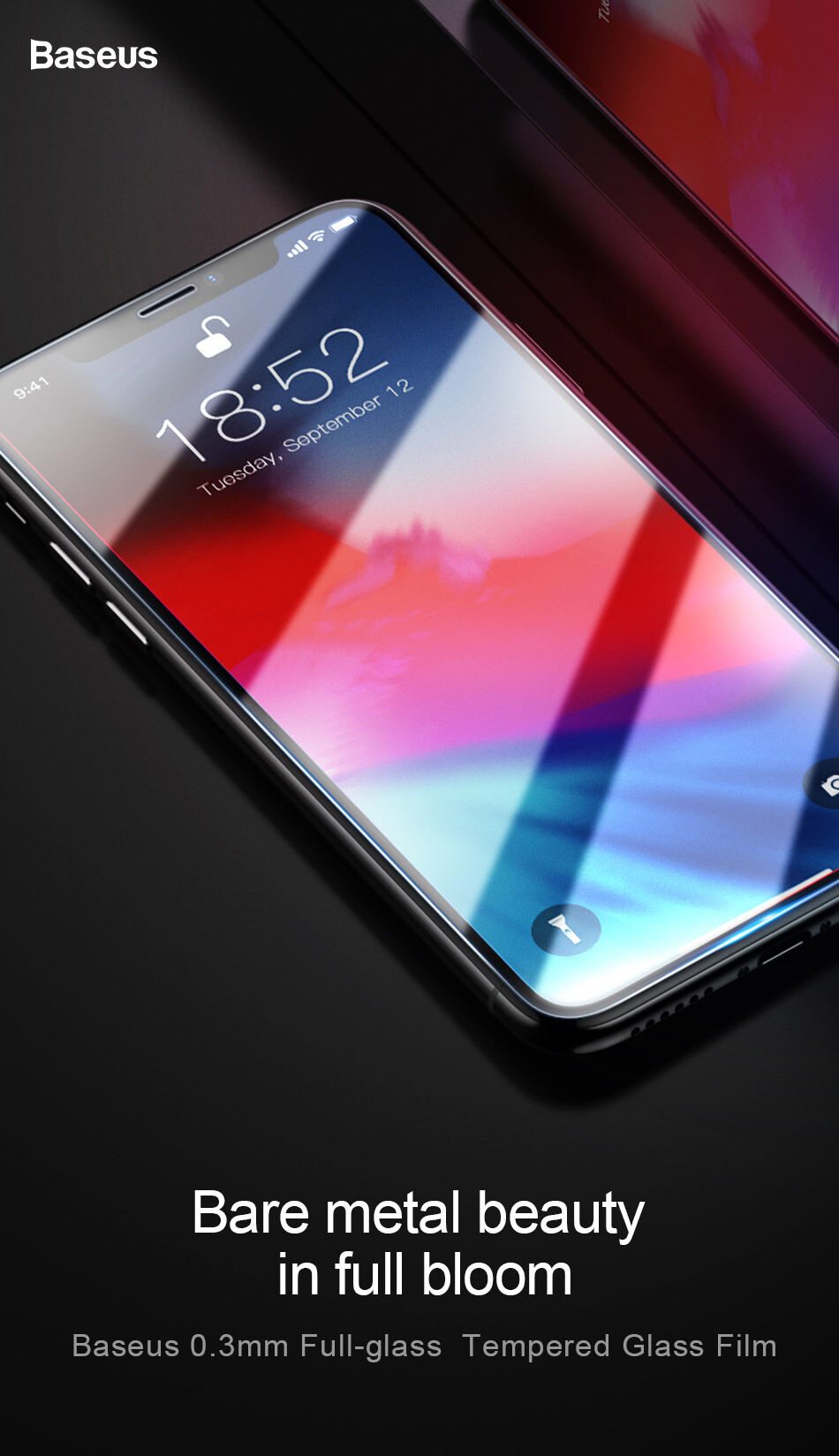 BASEUS gehard glas voor iPhone XS Max. - vrij