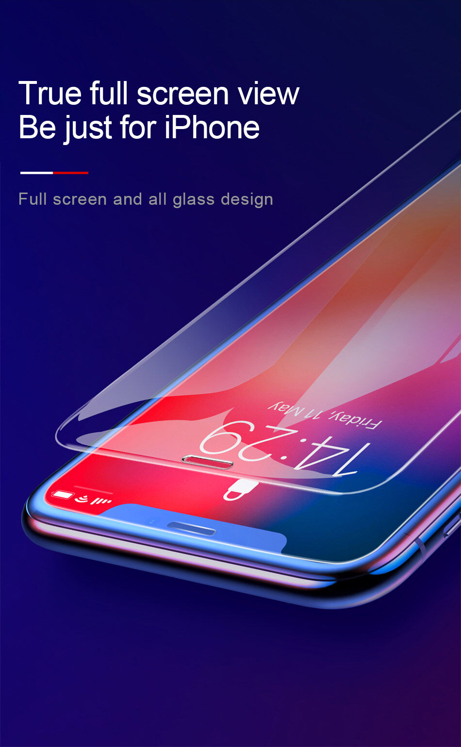 BASEUS gehard glas voor iPhone XS Max. - vrij