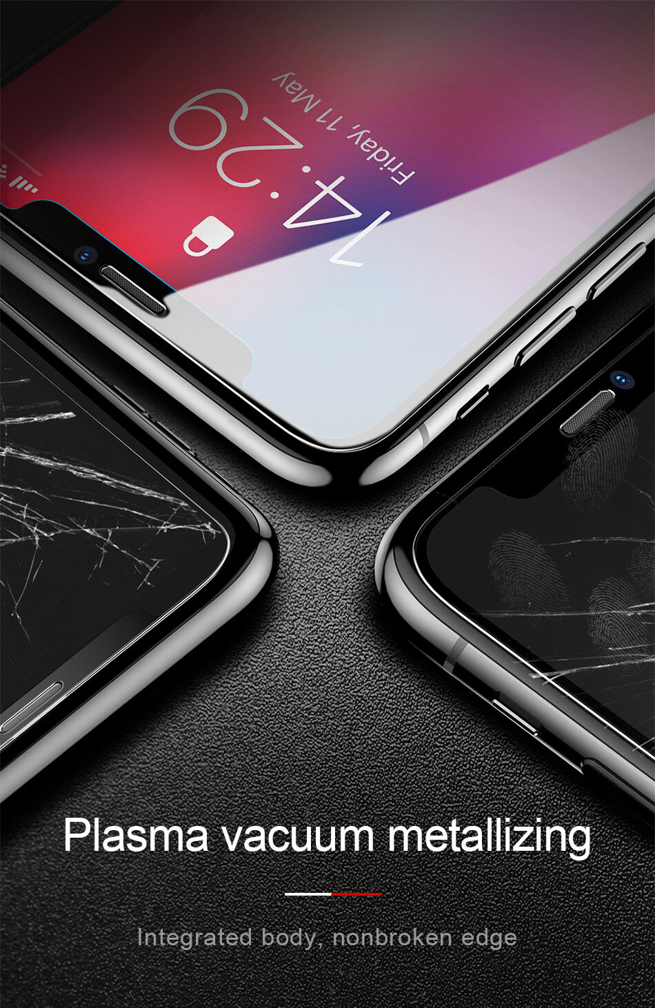 BASEUS gehard glas voor iPhone XS Max. - vrij