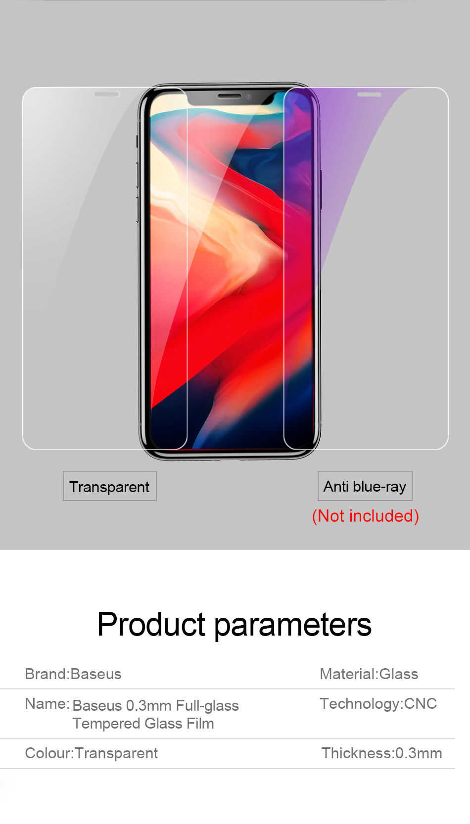 BASEUS gehard glas voor iPhone XS Max. - vrij