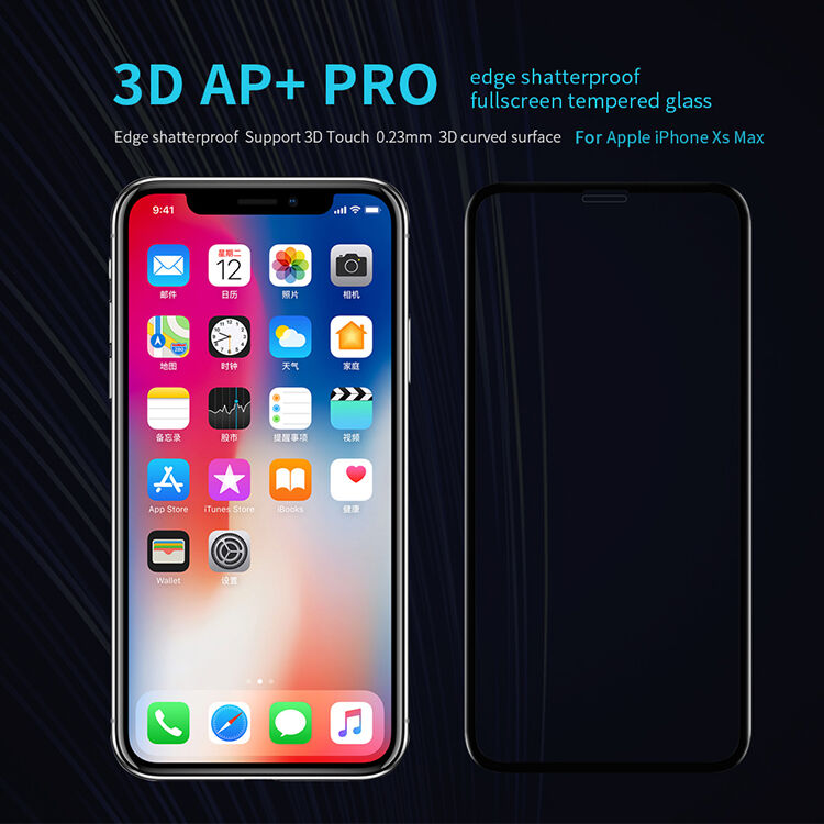 NILLKIN gehard 3D-glas voor iPhone XS Max. - zwart